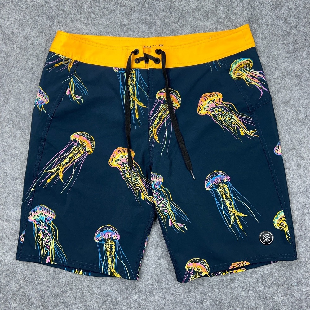 Roark Board Shorts Mens 30 Black Yellow Pelagia The Passage Series Surf Beach‎